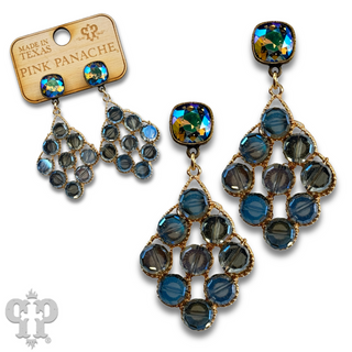 Coin bead diamond shape earring with Austrian crystal