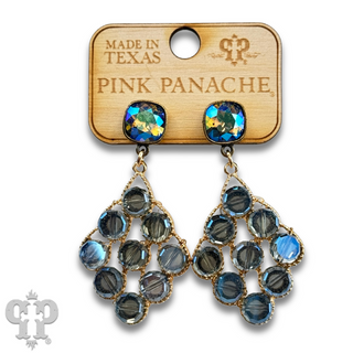 Coin bead diamond shape earring with Austrian crystal