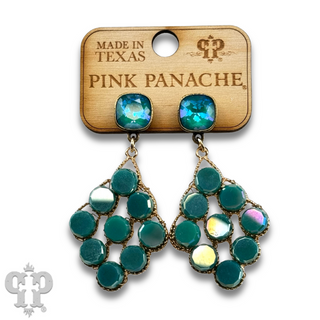 Coin bead diamond shape earring with Austrian crystal