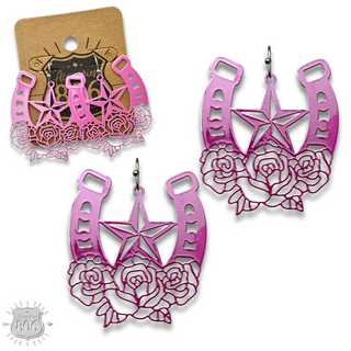 Flower horseshoe earring
