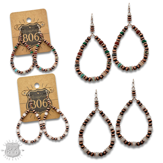 Copper and stone bead teardrop earring