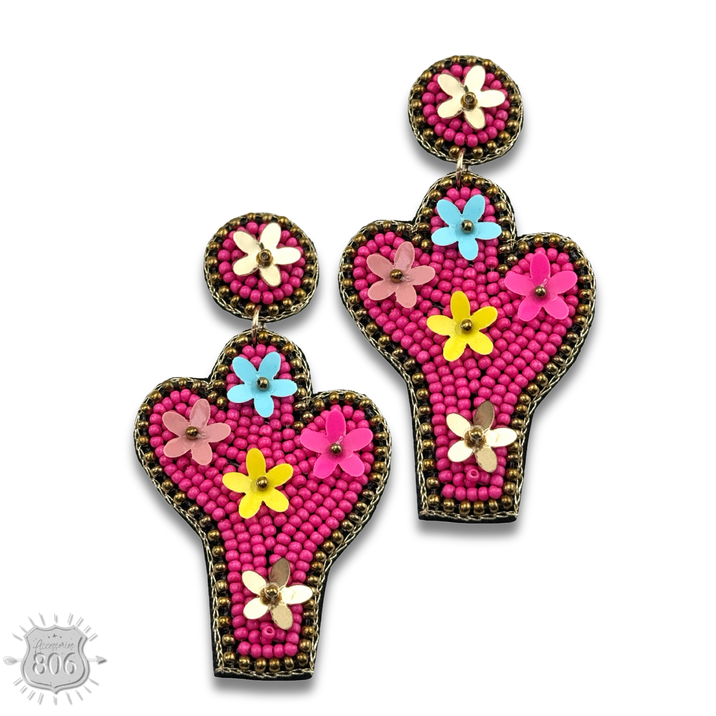 Seed bead cactus earring