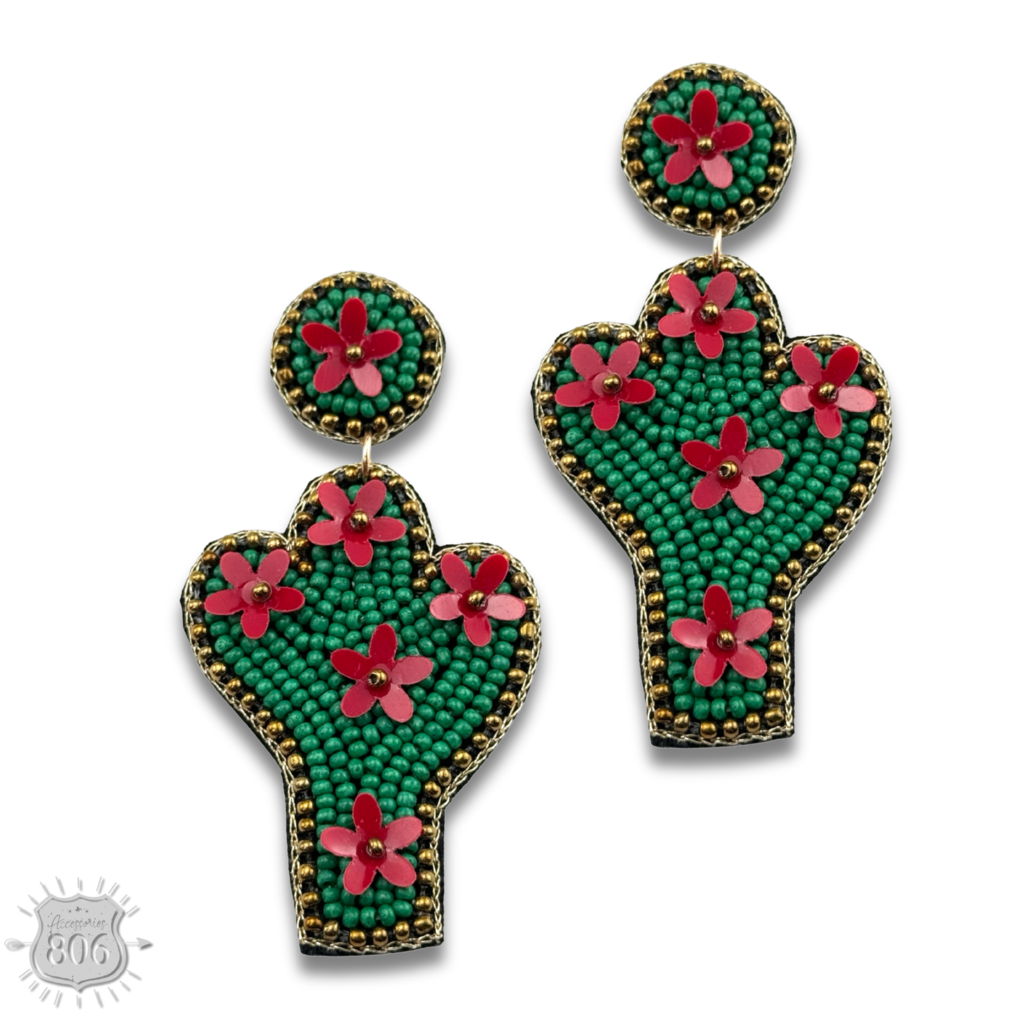 Seed bead cactus earring