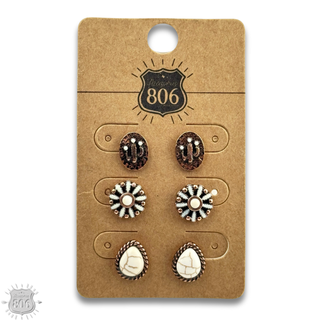 Western concho theme post earring set