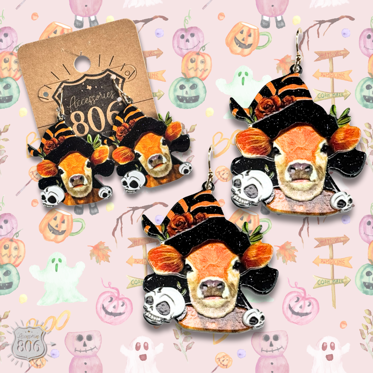Halloween cow earring