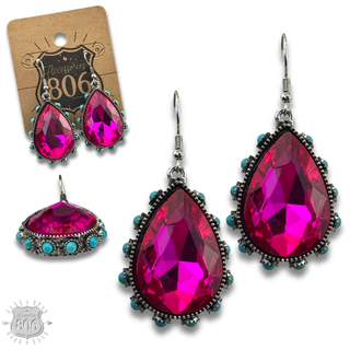 Rhinestone bead studded teardrop earring
