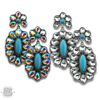 Western rhinestone concho earring