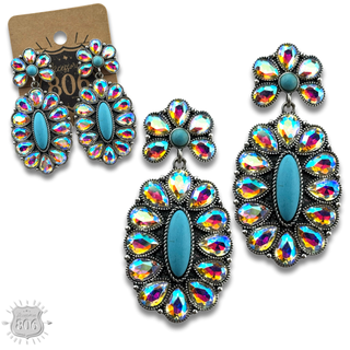 Western rhinestone concho earring