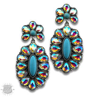 Western rhinestone concho earring