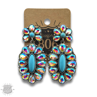 Western rhinestone concho earring