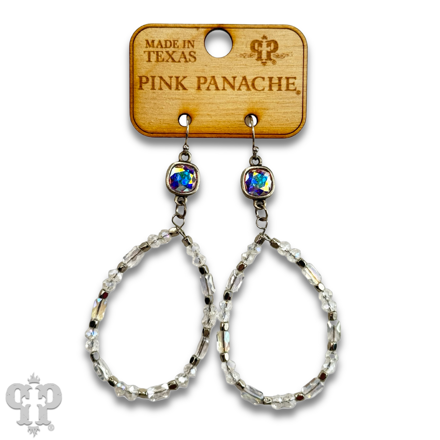 Mixed shape bead teardrop earring with Austrian crystal