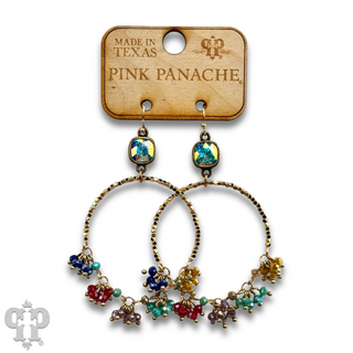 Multi-color bead cluster earring with Austrian crystal