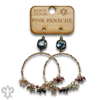 Multi-color bead cluster earring with Austrian crystal