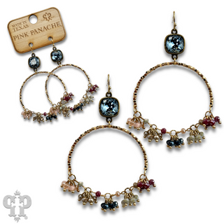 Multi-color bead cluster earring with Austrian crystal