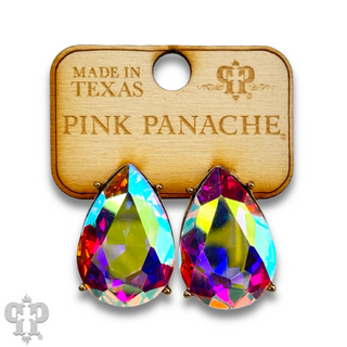 Teardrop rhinestone post earring