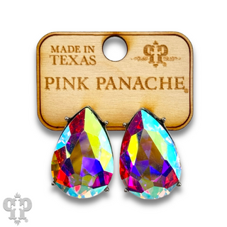 Teardrop rhinestone post earring