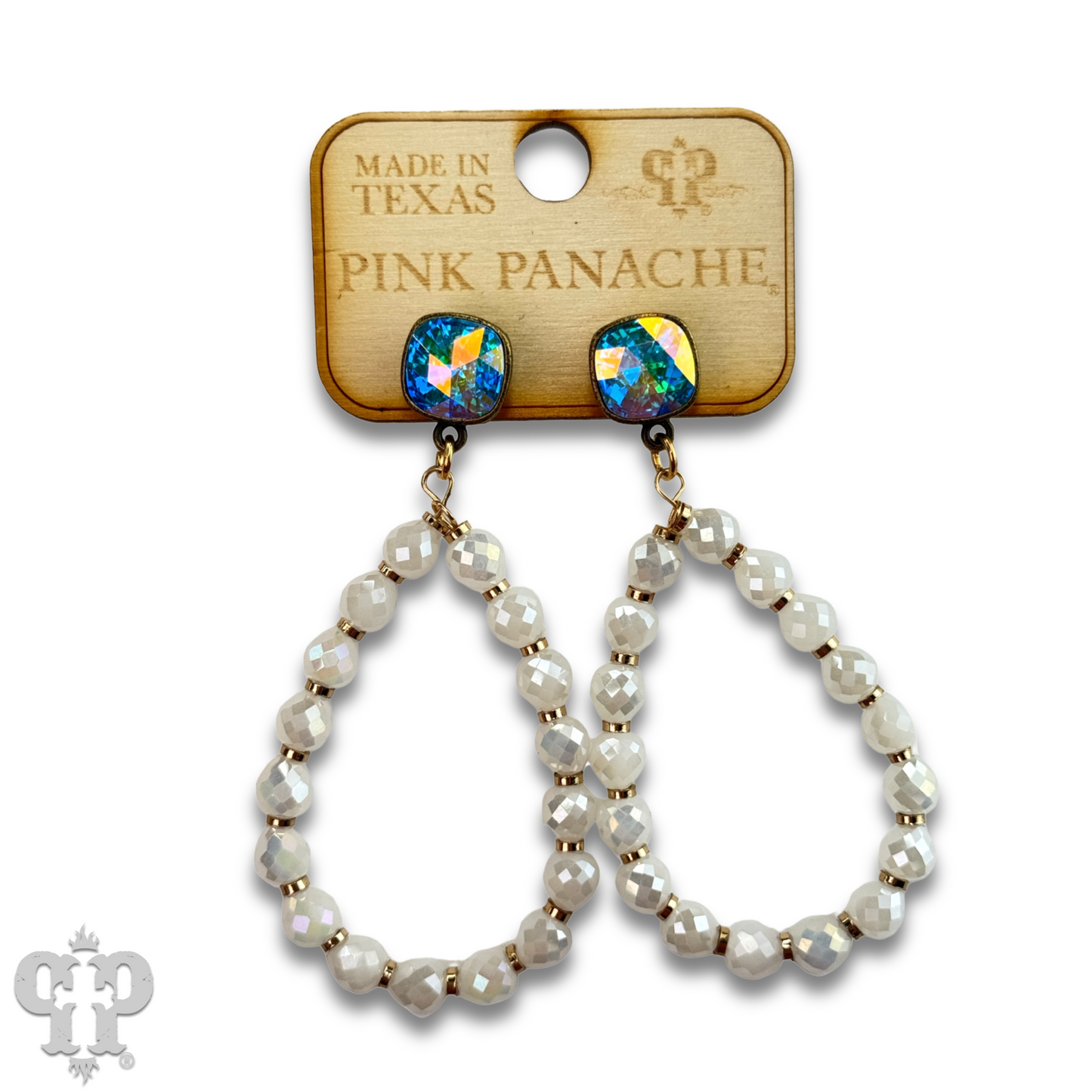 Faceted teardrop barrel bead earring with Austrian crystal