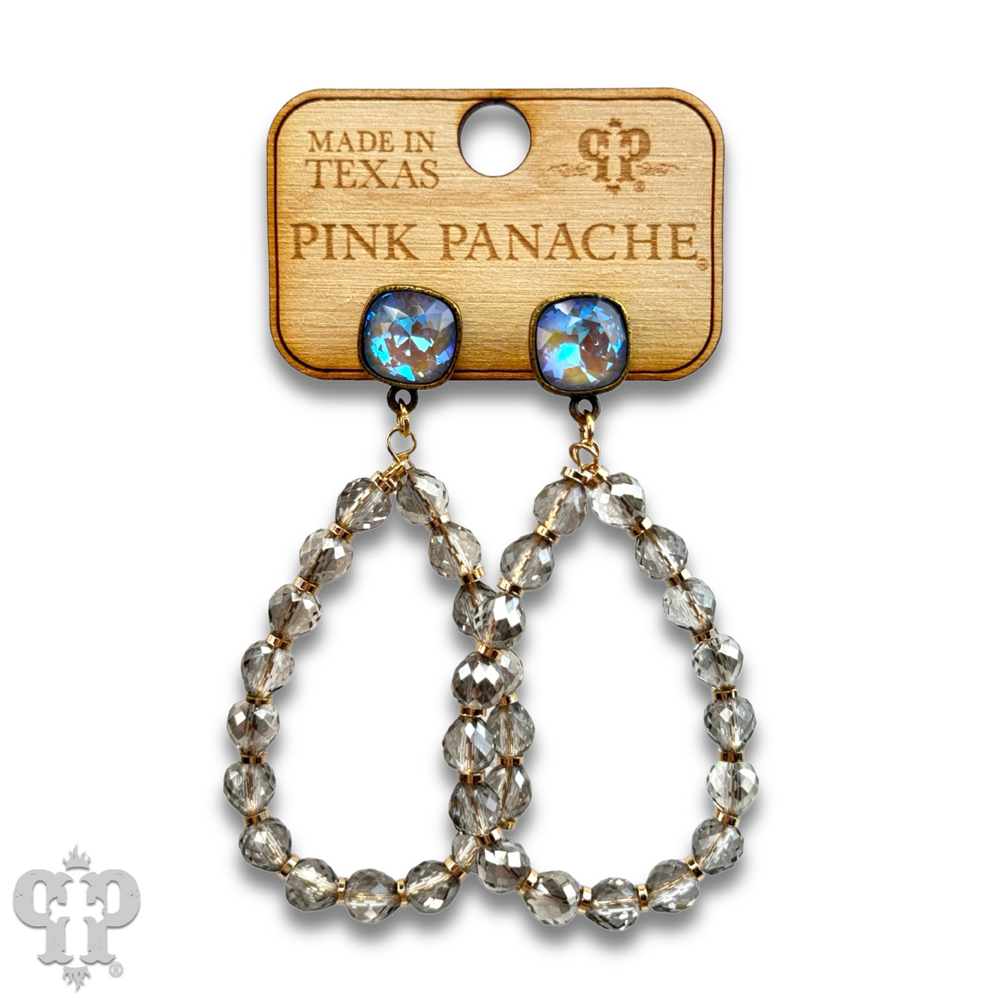 Faceted teardrop barrel bead earring with Austrian crystal