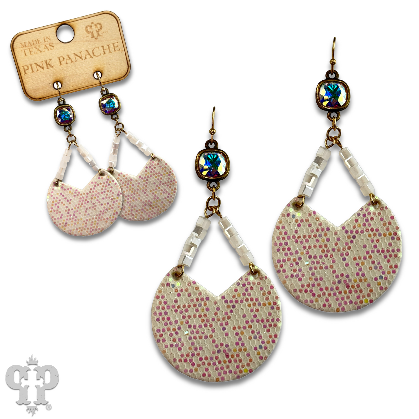 Glitter disc earring with Austrian crystal