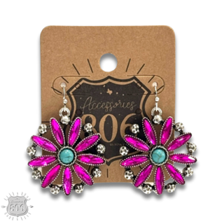 Southwest rhinestone flower earring