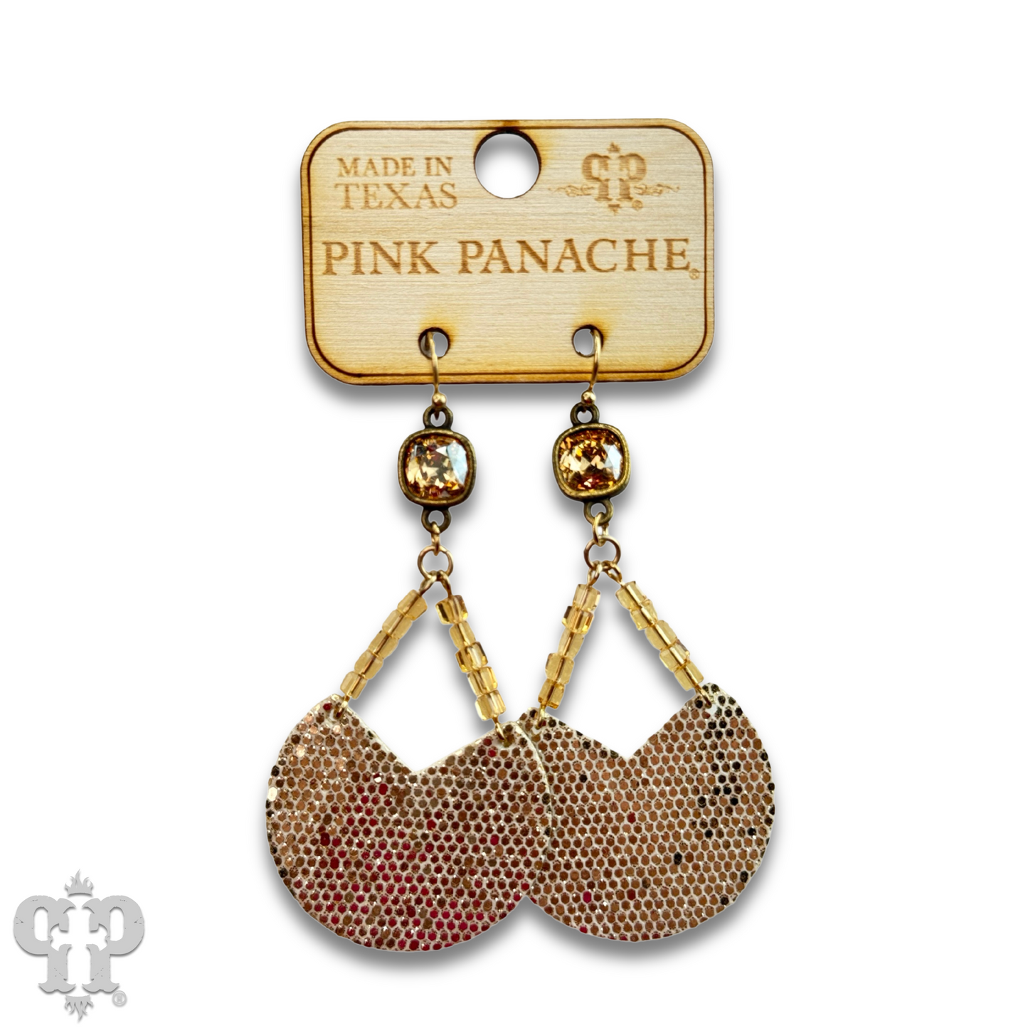 Glitter disc earring with Austrian crystal