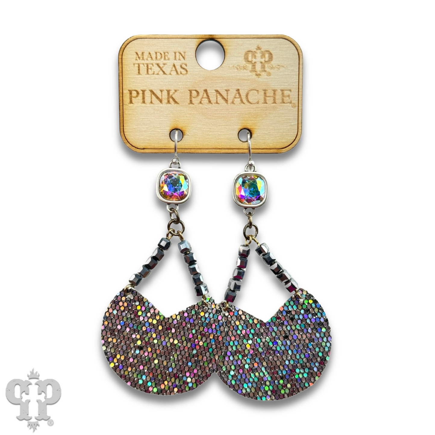 Glitter disc earring with Austrian crystal