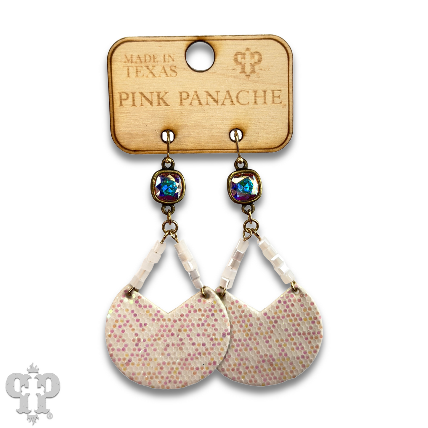 Glitter disc earring with Austrian crystal