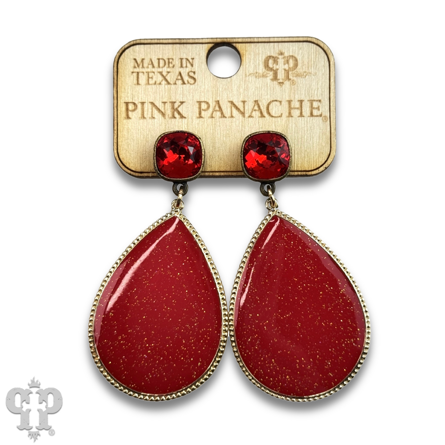 Enamel glitter teardrop earring with Austrian crystal