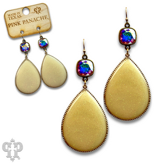 Enamel glitter teardrop earring with Austrian crystal