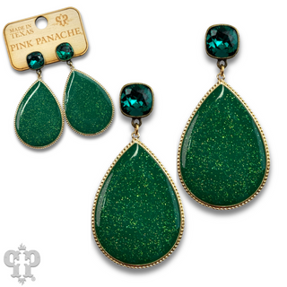 Enamel glitter teardrop earring with Austrian crystal