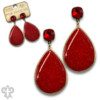 Enamel glitter teardrop earring with Austrian crystal