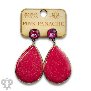 Enamel glitter teardrop earring with Austrian crystal