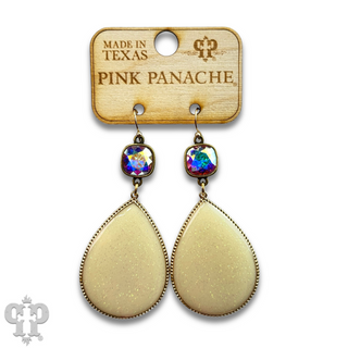 Enamel glitter teardrop earring with Austrian crystal