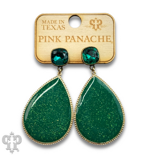 Enamel glitter teardrop earring with Austrian crystal