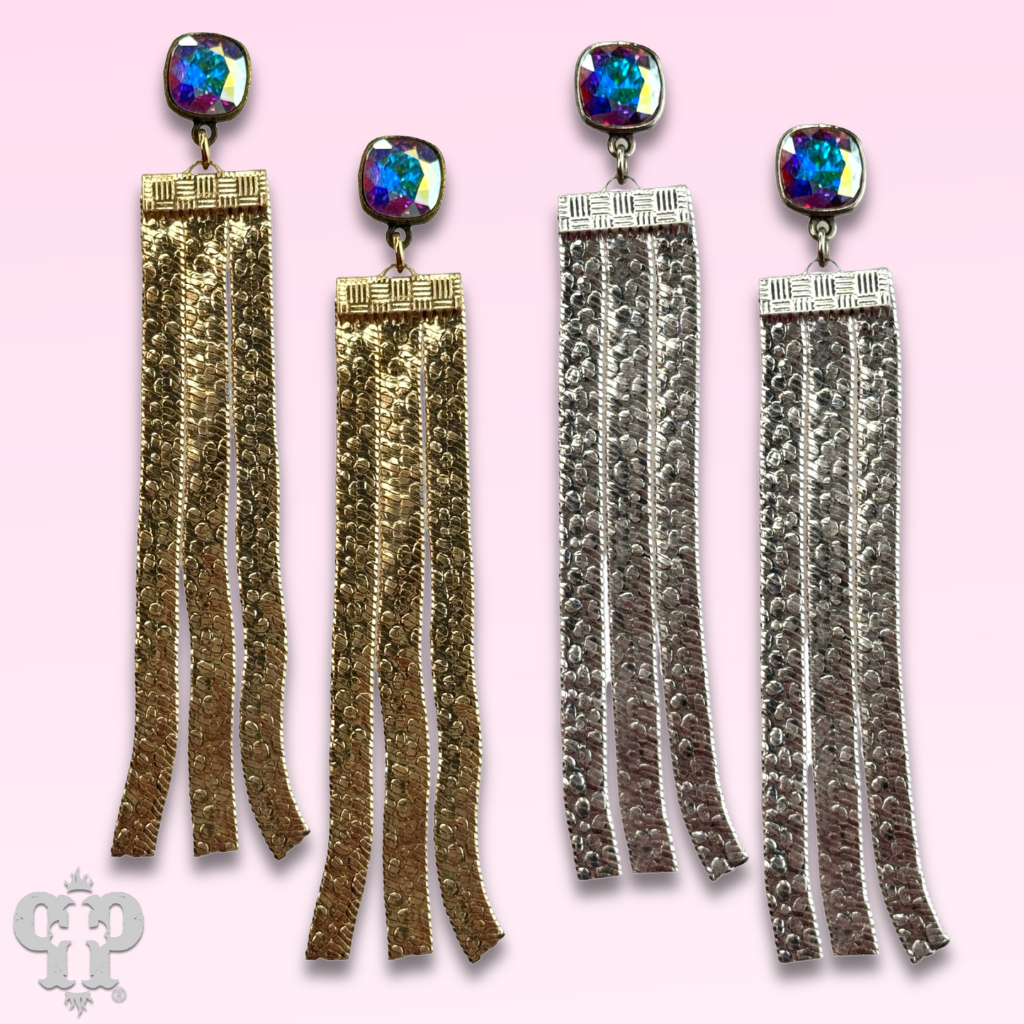 Mesh fringe earring with Austrian crystal