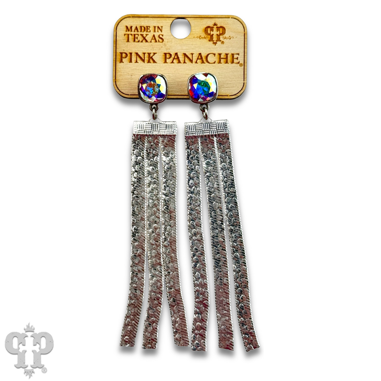 Mesh fringe earring with Austrian crystal