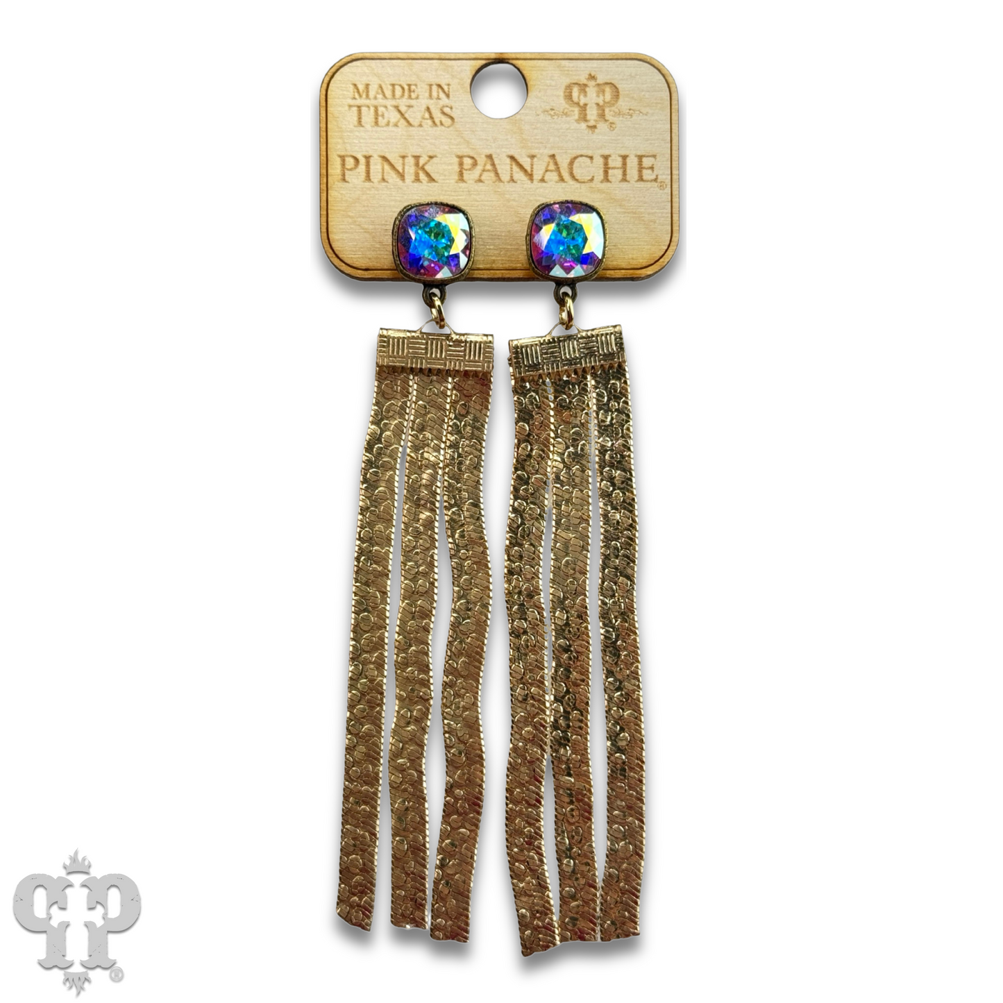 Mesh fringe earring with Austrian crystal
