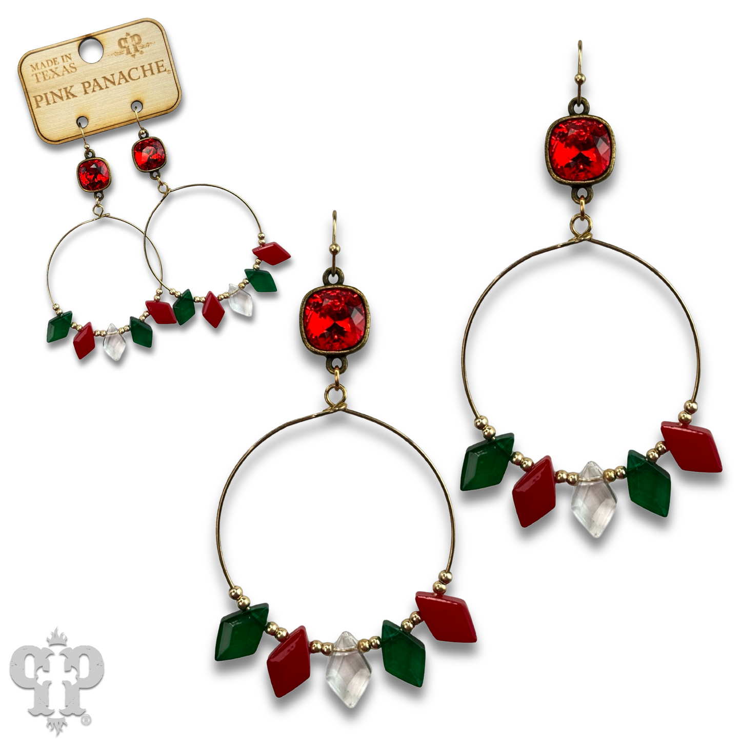 Diamond bead circle earring with Austrian crystal