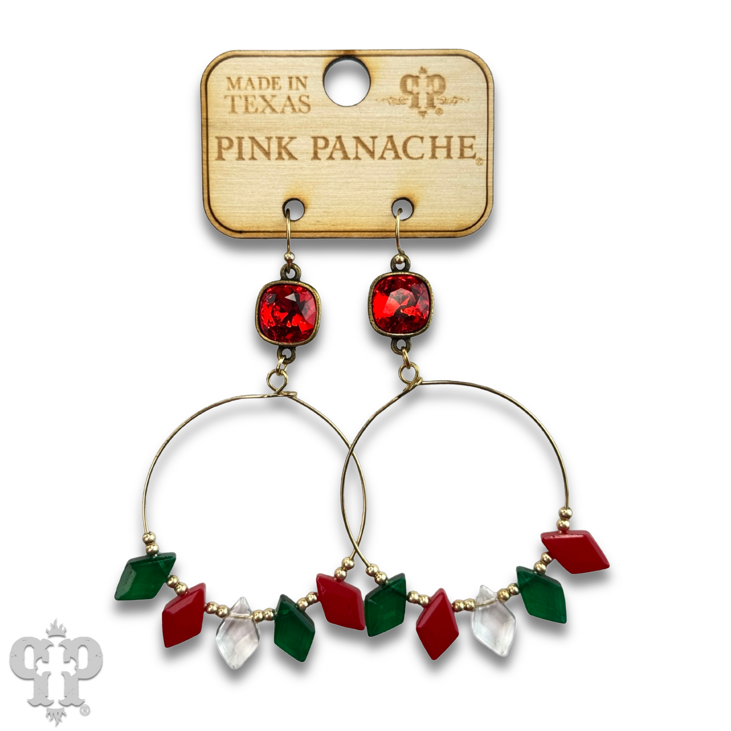 Diamond bead circle earring with Austrian crystal
