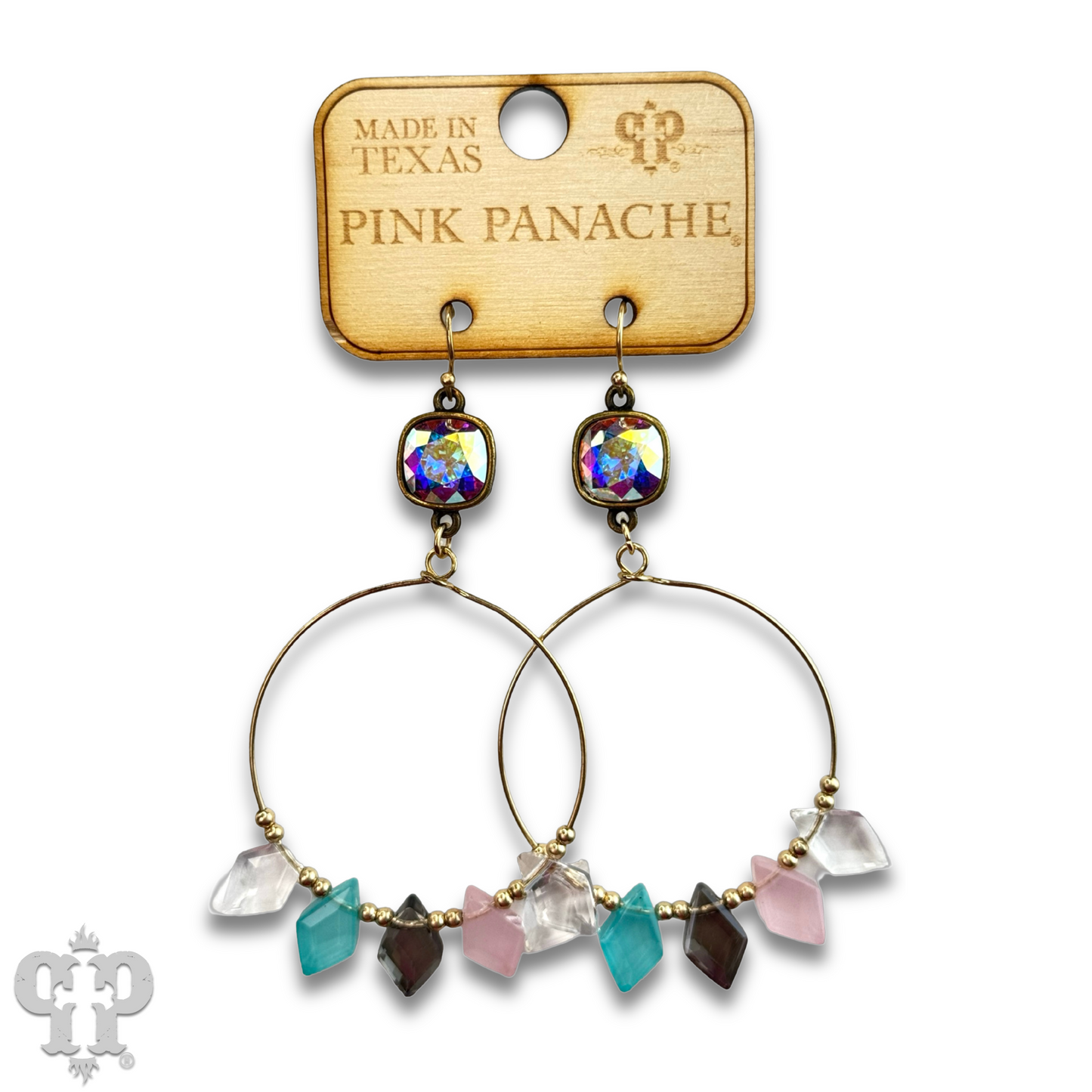 Diamond bead circle earring with Austrian crystal