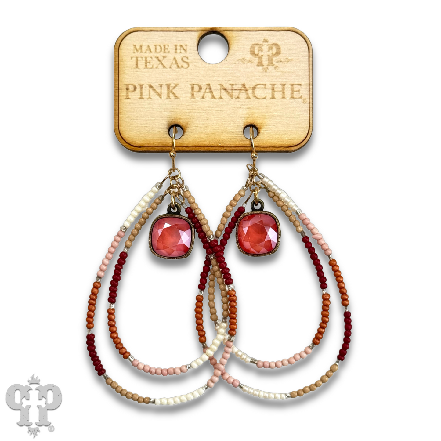 Double teardrop seed bead earring with Austrian crystal