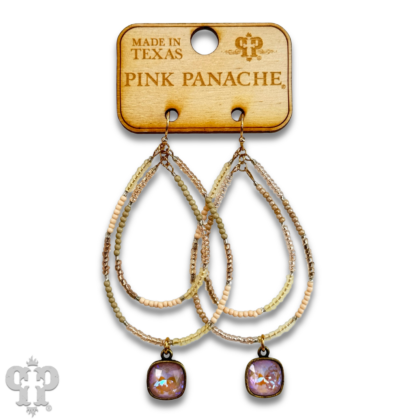 Double teardrop seed bead earring with Austrian crystal