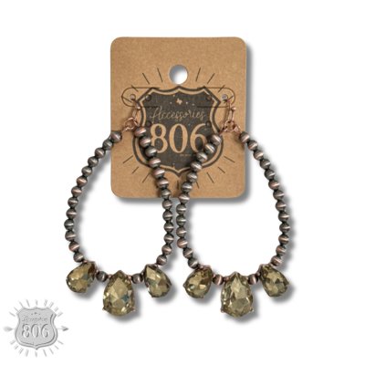 Western burnished bead and rhinestone teardrop earring