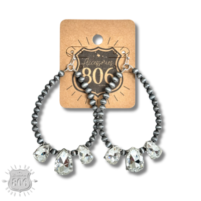 Western burnished bead and rhinestone teardrop earring