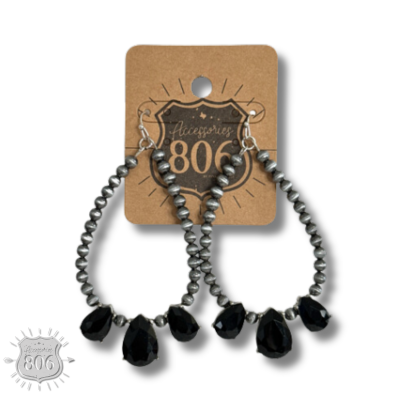 Western burnished bead and rhinestone teardrop earring