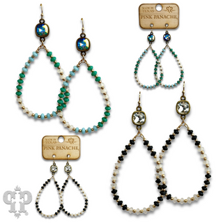 Mixed color saucer bead teardrop earring with Austrian crystal