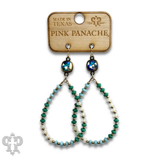 Mixed color saucer bead teardrop earring with Austrian crystal