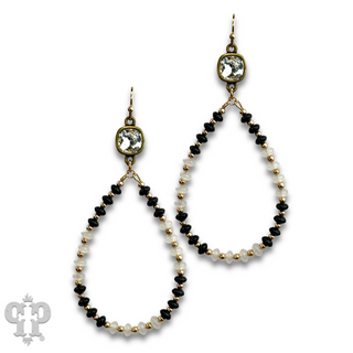 Mixed color saucer bead teardrop earring with Austrian crystal