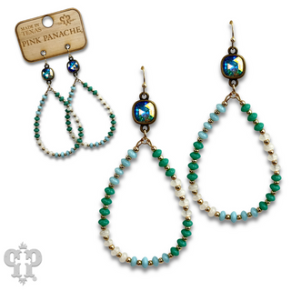 Mixed color saucer bead teardrop earring with Austrian crystal