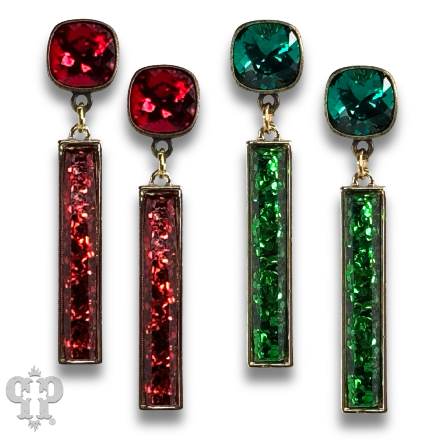 Glitter bar earring with Austrian crystal